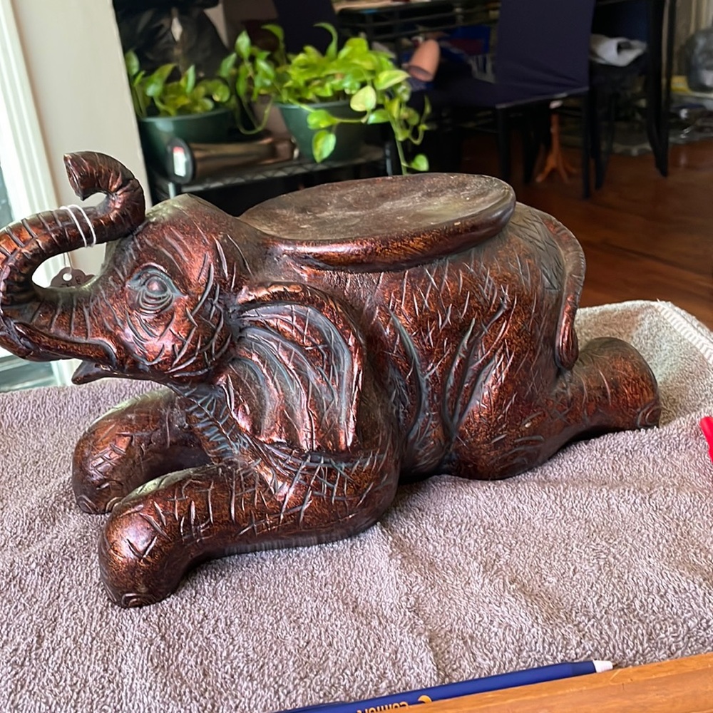 Ceramic Elephant candle holder/plant. weight 3lbs approx 12.5” wide and 5” 8”.